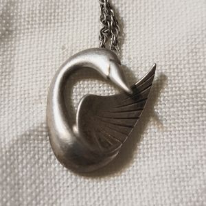 Vintage Ola M. Gorie sterling silver Swan pendant